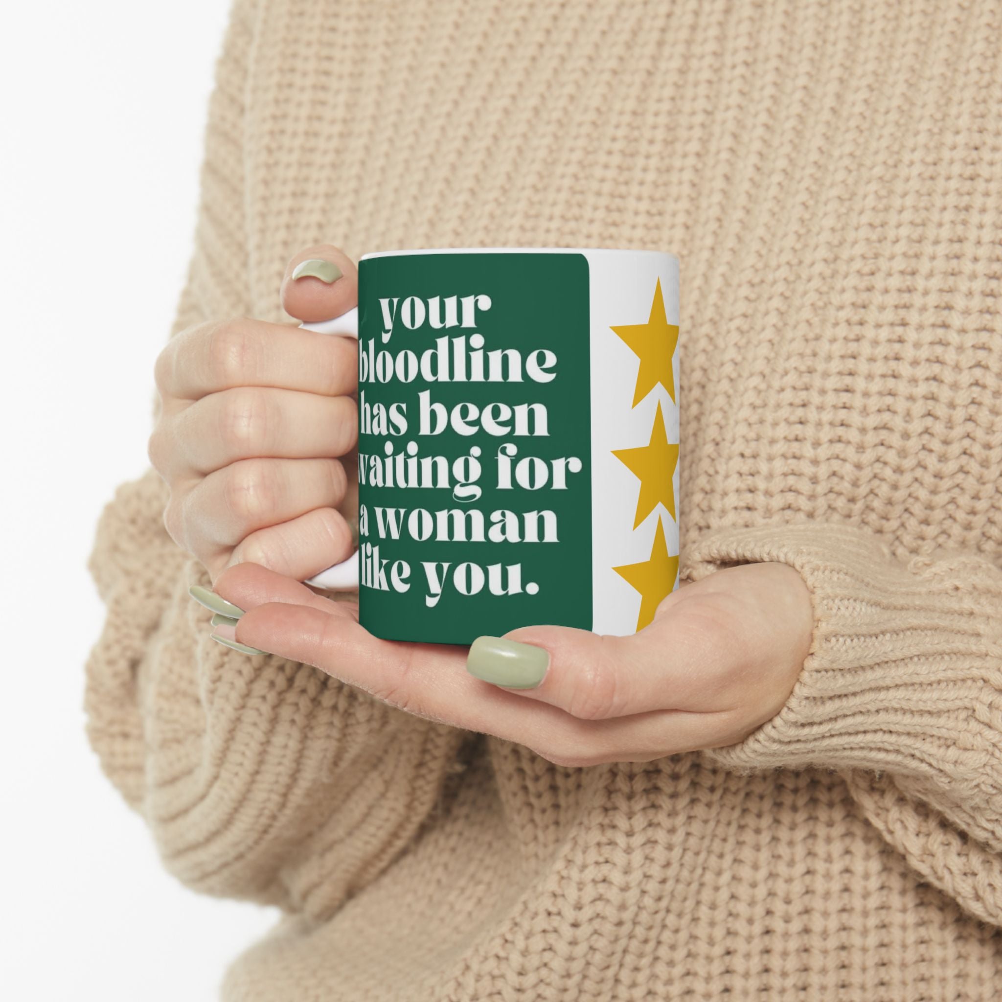 Morning Boost Ceramic Mug — Powerful Massage Design for Energizing Coffee (11oz, 15oz)