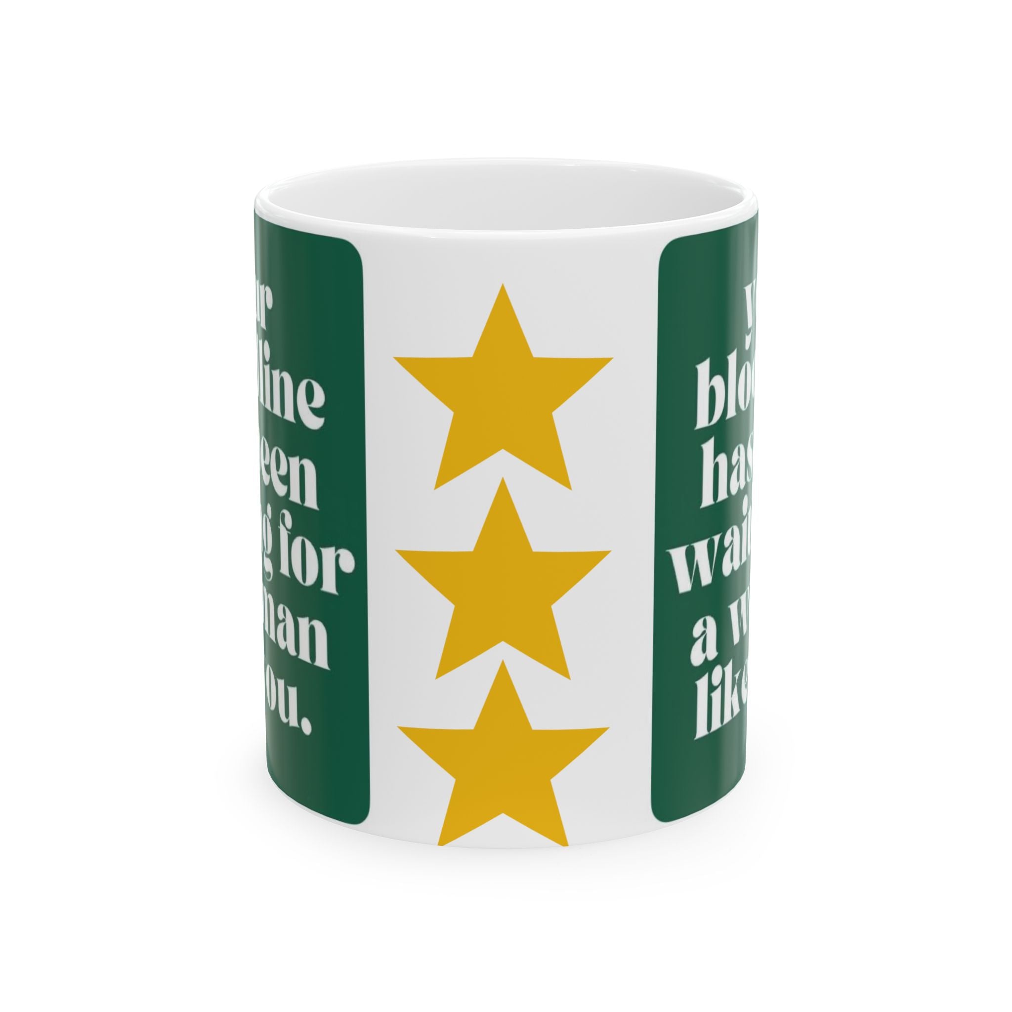 Morning Boost Ceramic Mug — Powerful Massage Design for Energizing Coffee (11oz, 15oz)