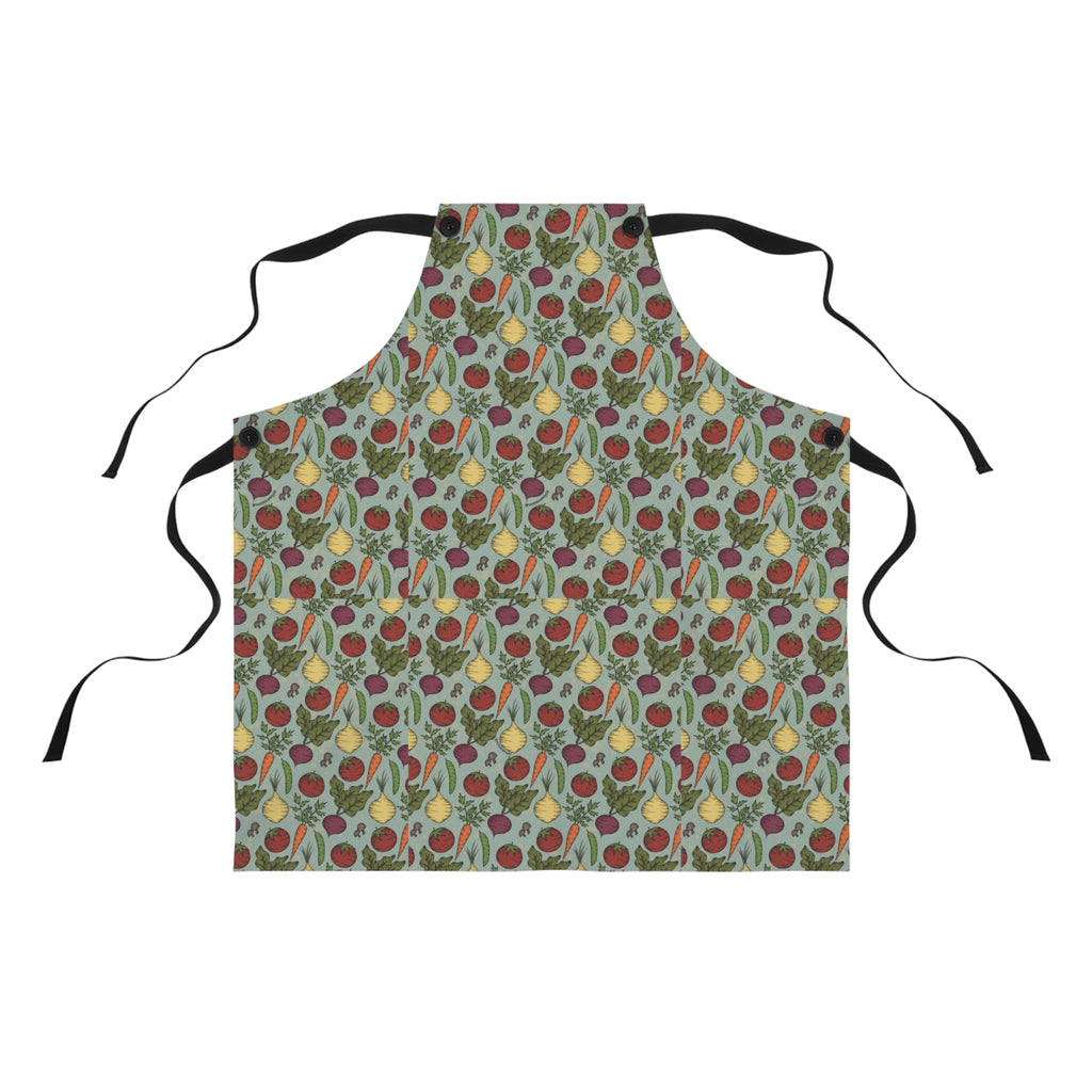 Vegetable Garden All-Over Print Apron — Whimsical Tomato, Beet & Radish Kitchen Apron