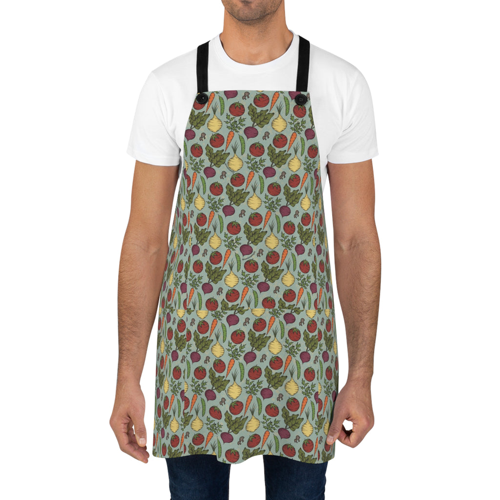 Vegetable Garden All-Over Print Apron — Whimsical Tomato, Beet & Radish Kitchen Apron