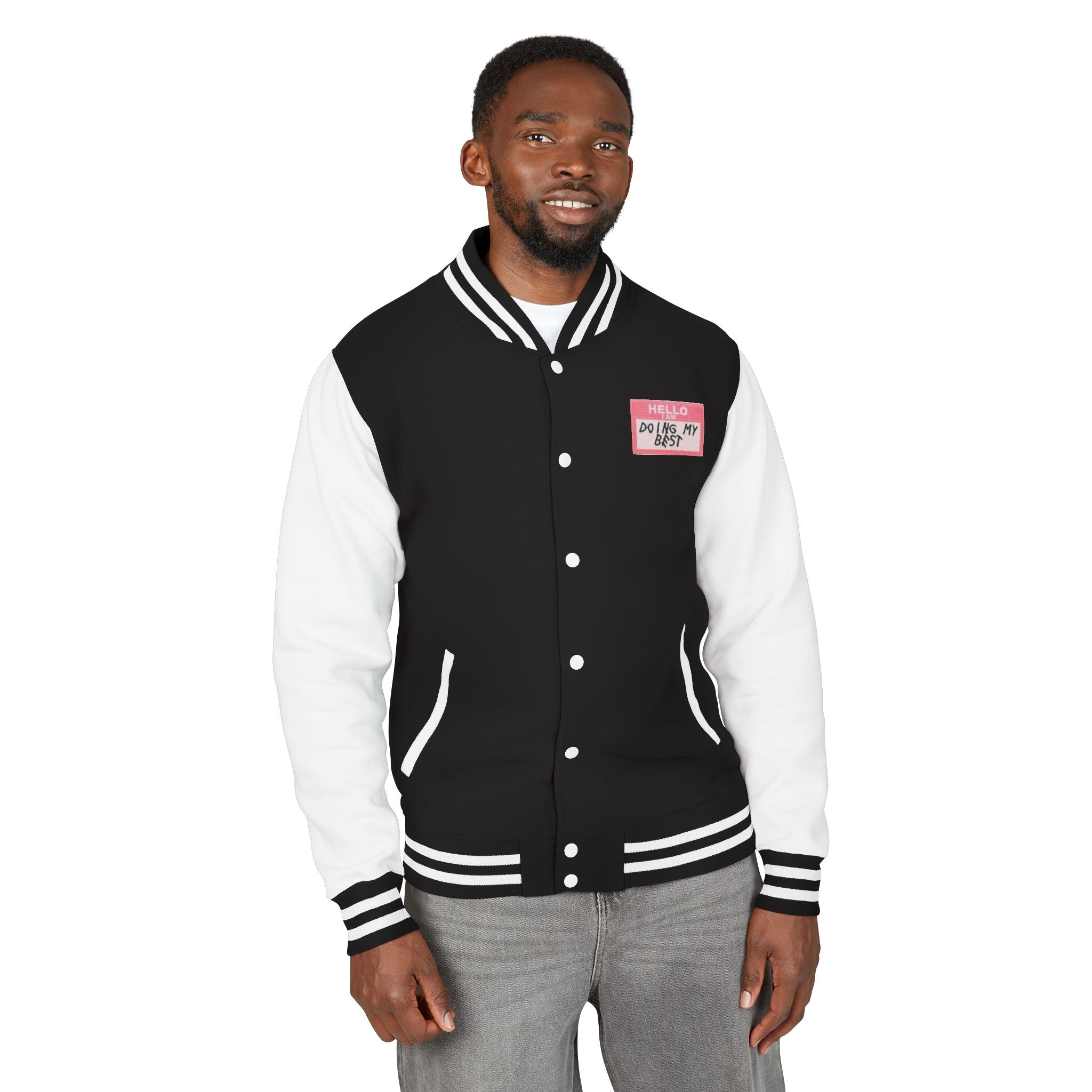Letterman Jacket — 'Do What Makes You Happy' Retro Patch Varsity Jacket