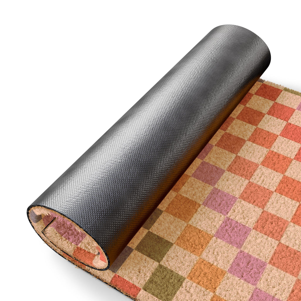 Checkerboard Doormat — Retro Pastel Entry Rug