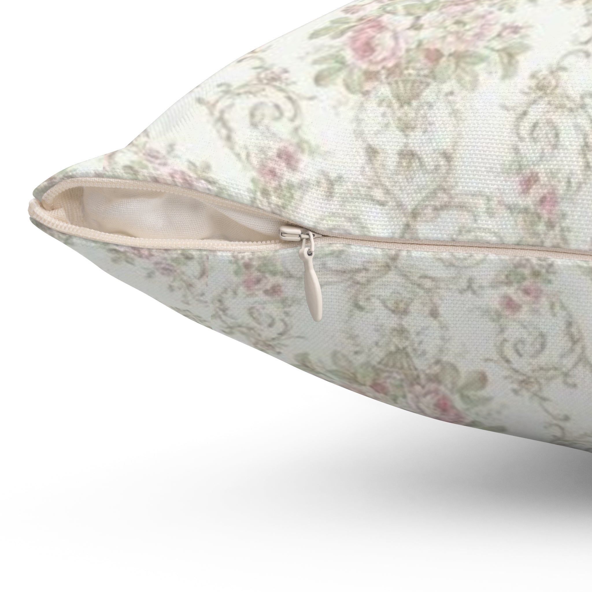 Vintage Floral Decorative Pillow - Shabby Chic Rose Pattern Square Cushion