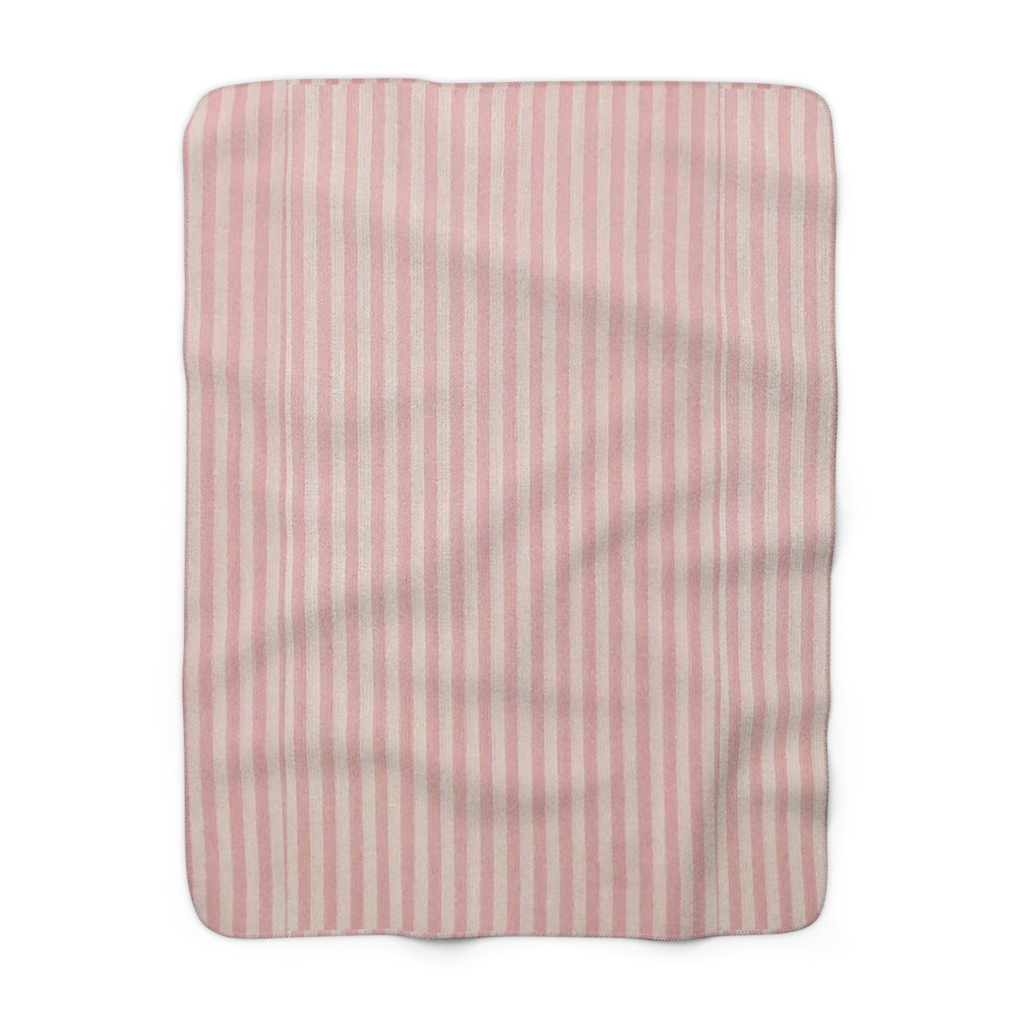 Pink Striped Sherpa Blanket — Cozy Plush Fleece Throw