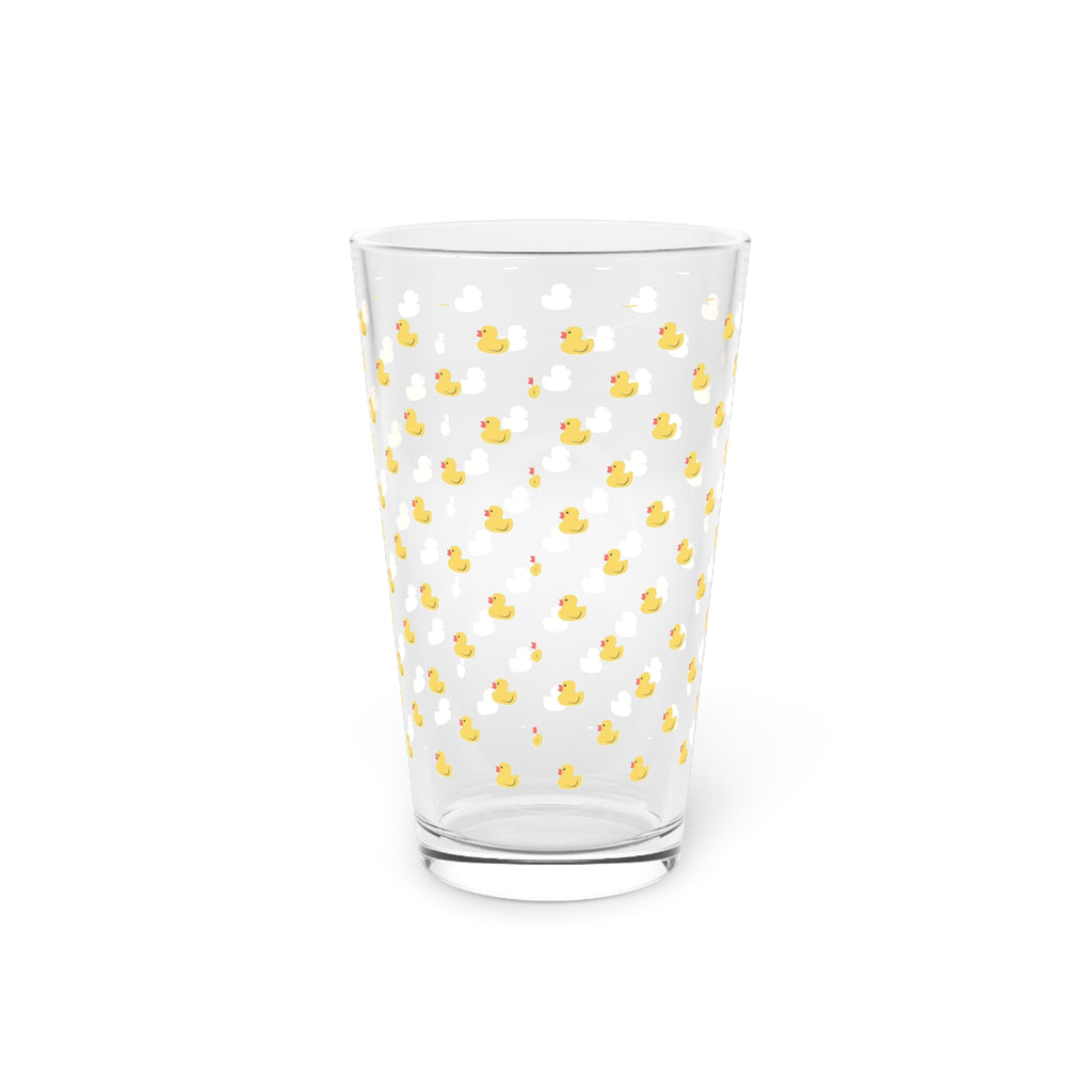 Duck Pattern Pint Glass — 16oz Cute Yellow Ducklings Beer & Juice Glass