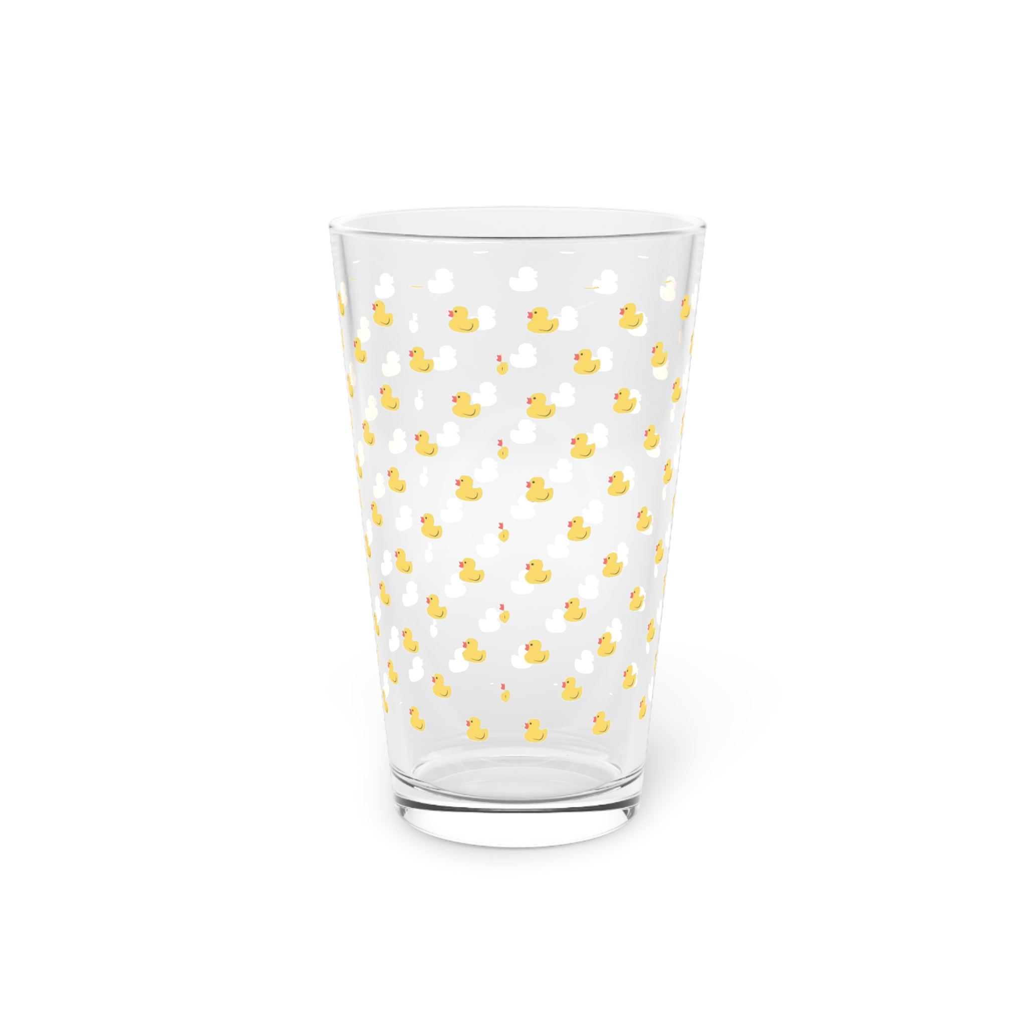 Duck Pattern Pint Glass — 16oz Cute Yellow Ducklings Beer & Juice Glass