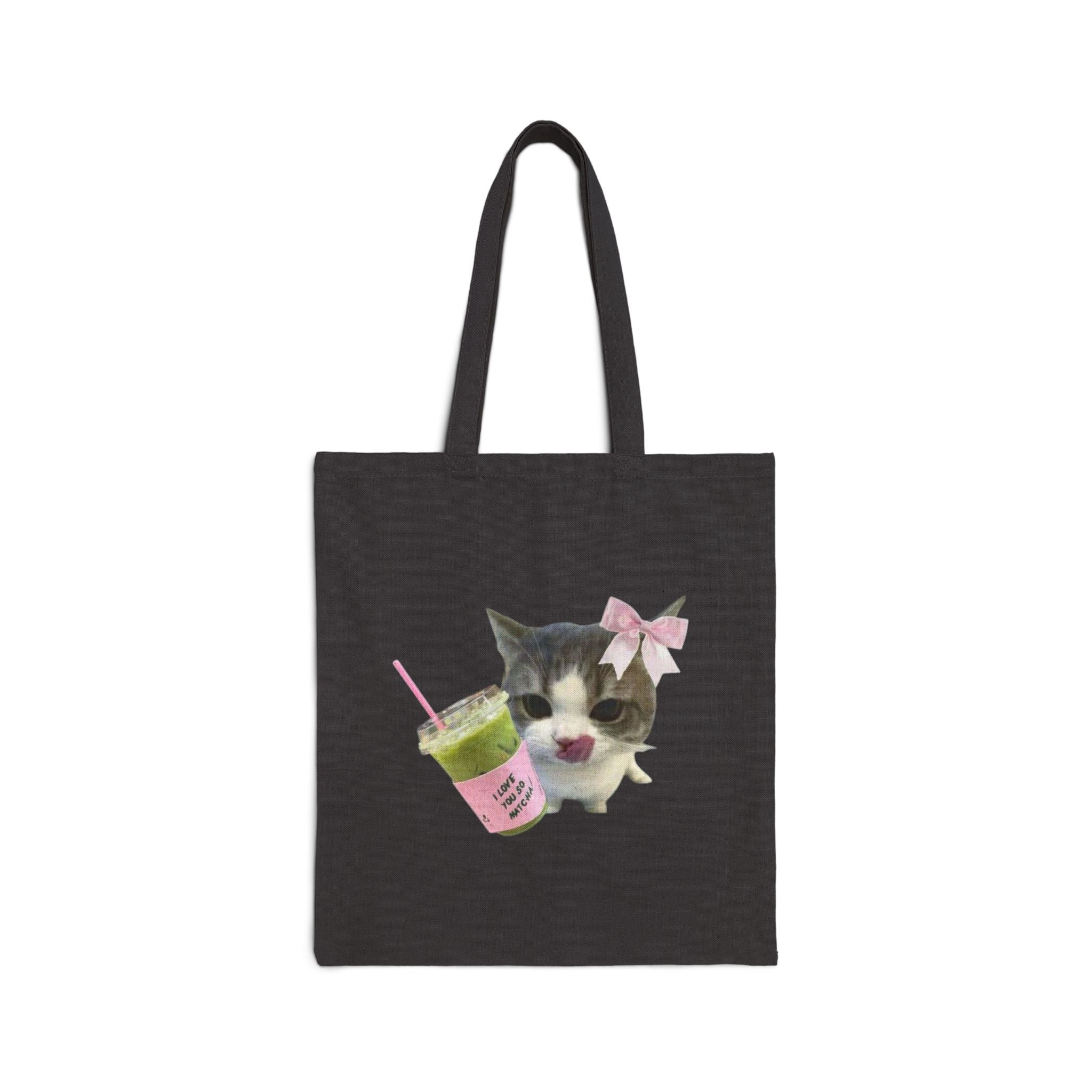 Canvas Tote Bag - Matcha Latte Kitty Design