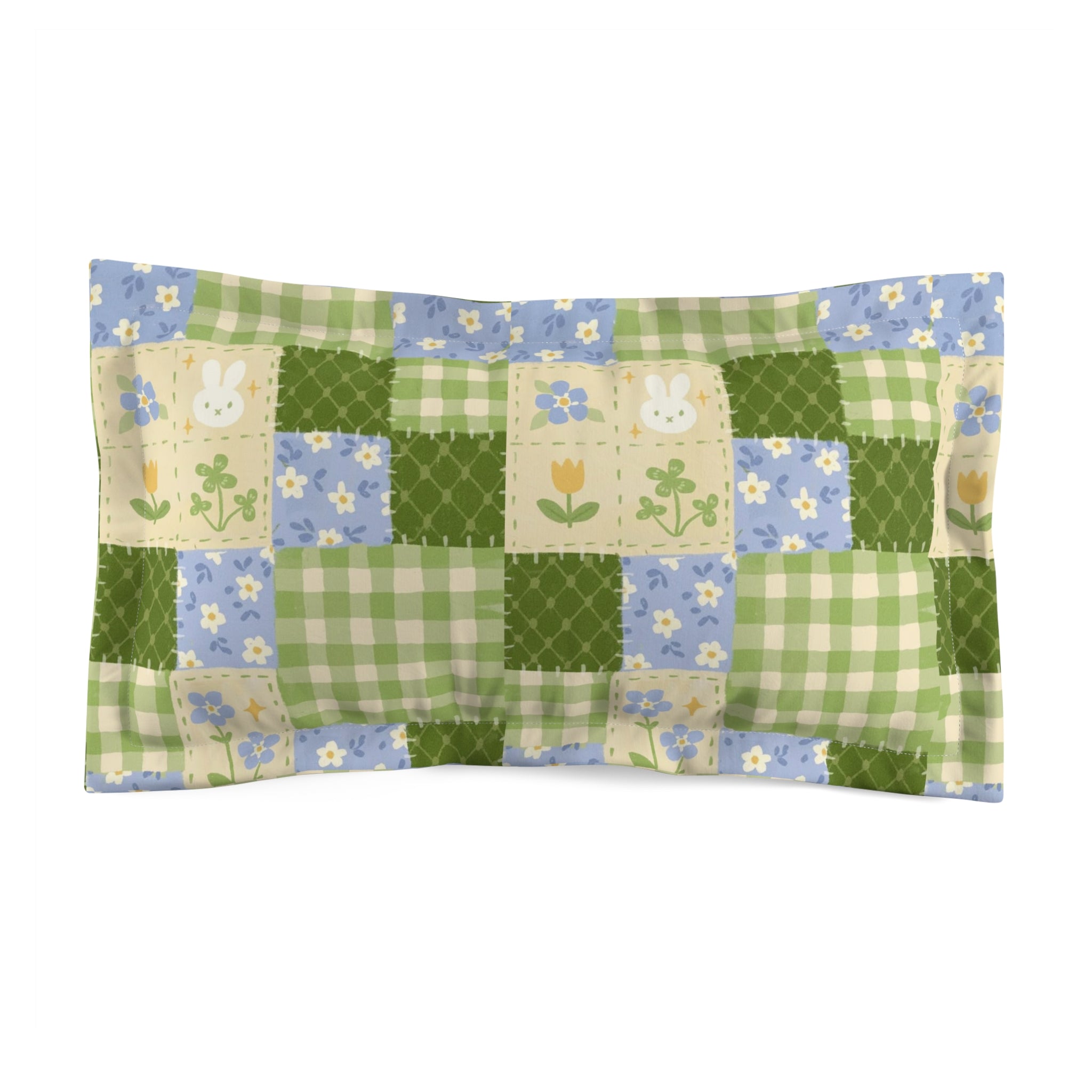 Pillow Sham - Cute Green Cottage Design for Aesthetic Room Decor