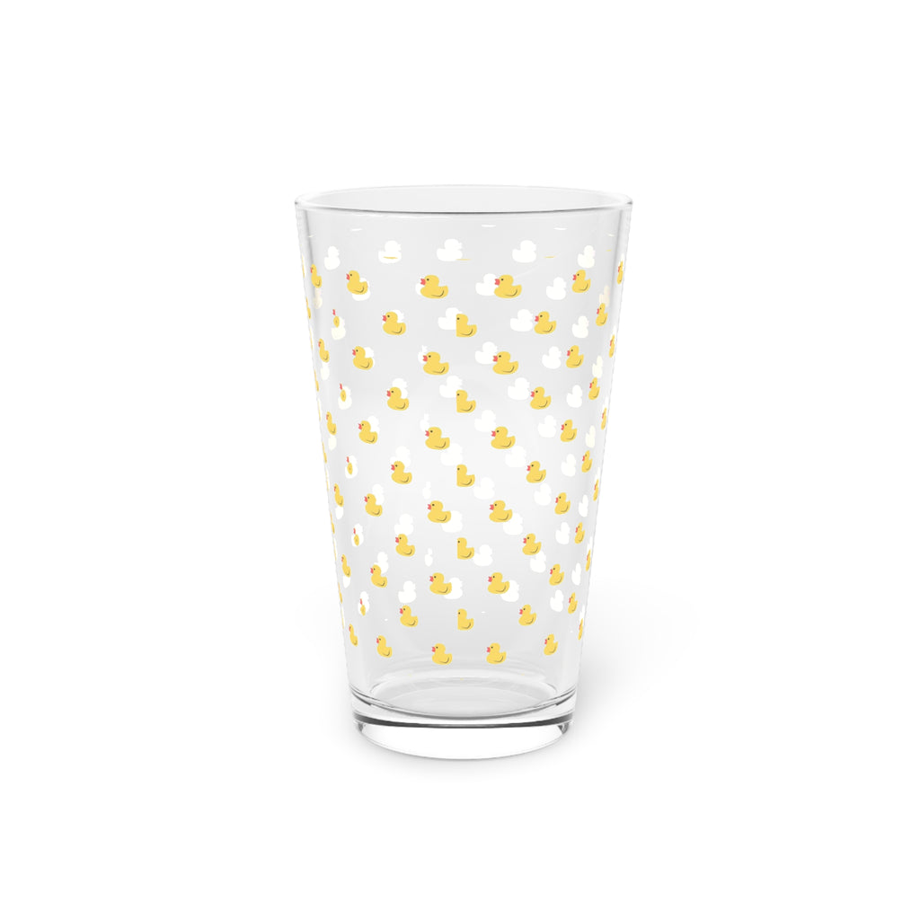 Duck Pattern Pint Glass — 16oz Cute Yellow Ducklings Beer & Juice Glass