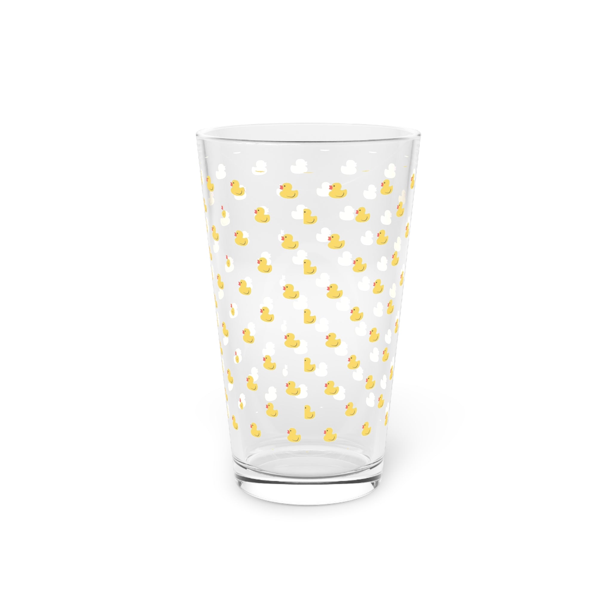 Duck Pattern Pint Glass — 16oz Cute Yellow Ducklings Beer & Juice Glass