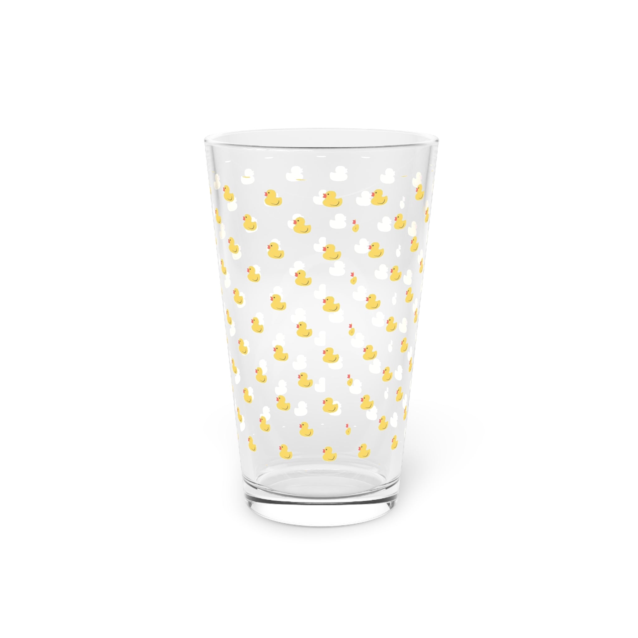 Duck Pattern Pint Glass — 16oz Cute Yellow Ducklings Beer & Juice Glass