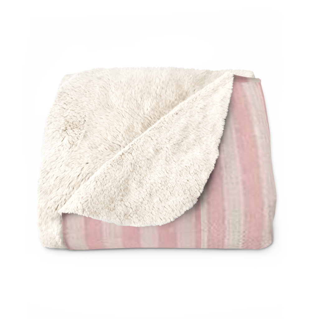 Pink Striped Sherpa Blanket — Cozy Plush Fleece Throw