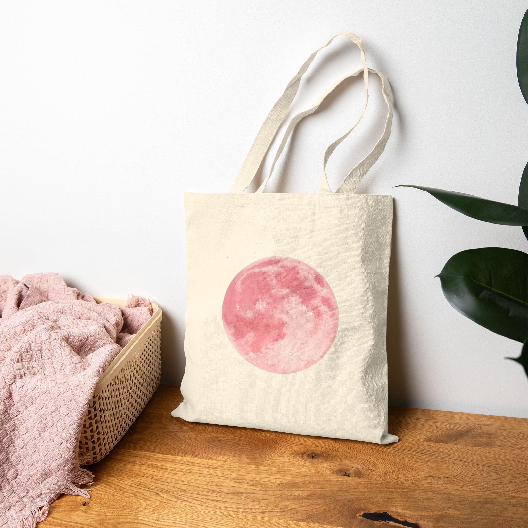 Pink Moon Phase Tote Bag