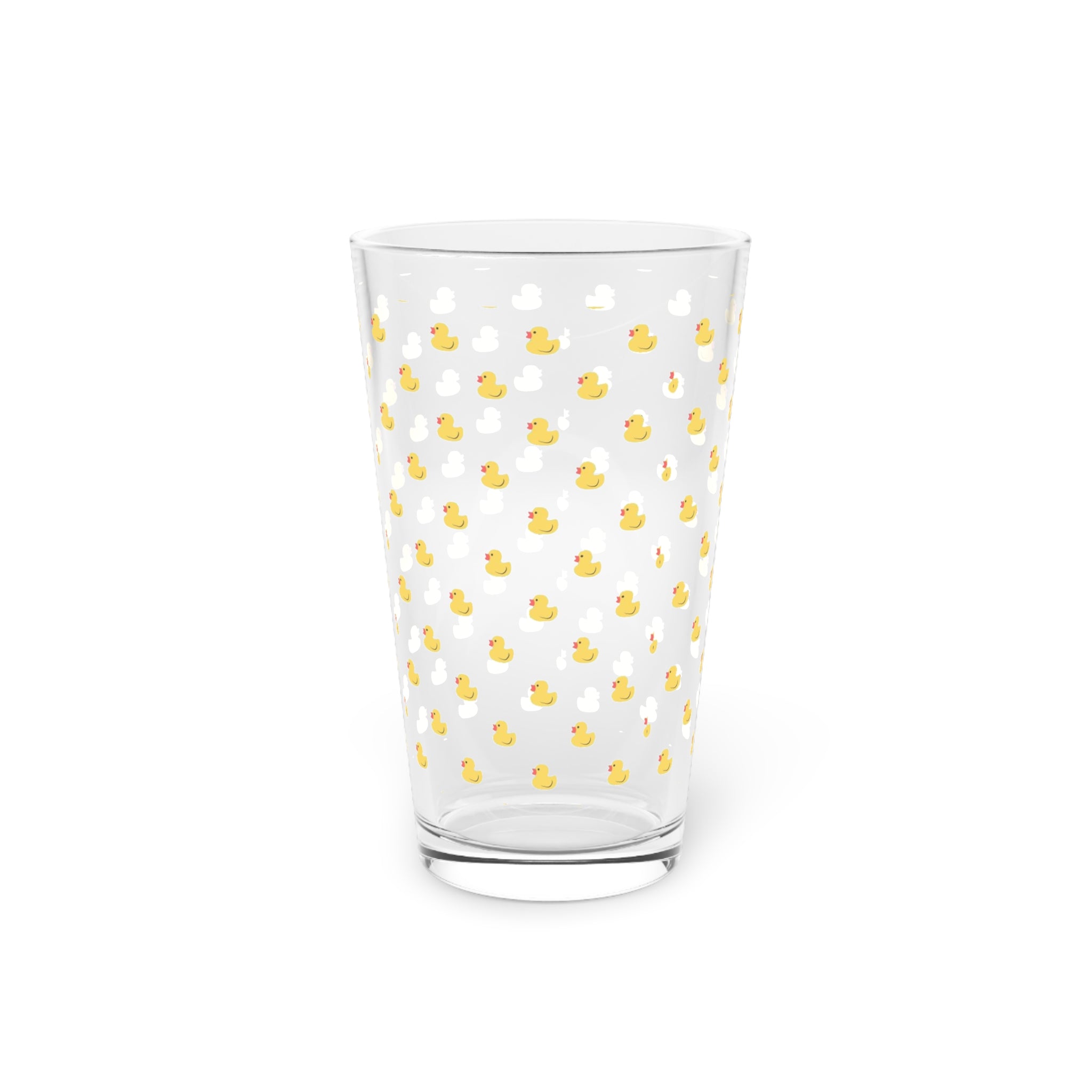 Duck Pattern Pint Glass — 16oz Cute Yellow Ducklings Beer & Juice Glass